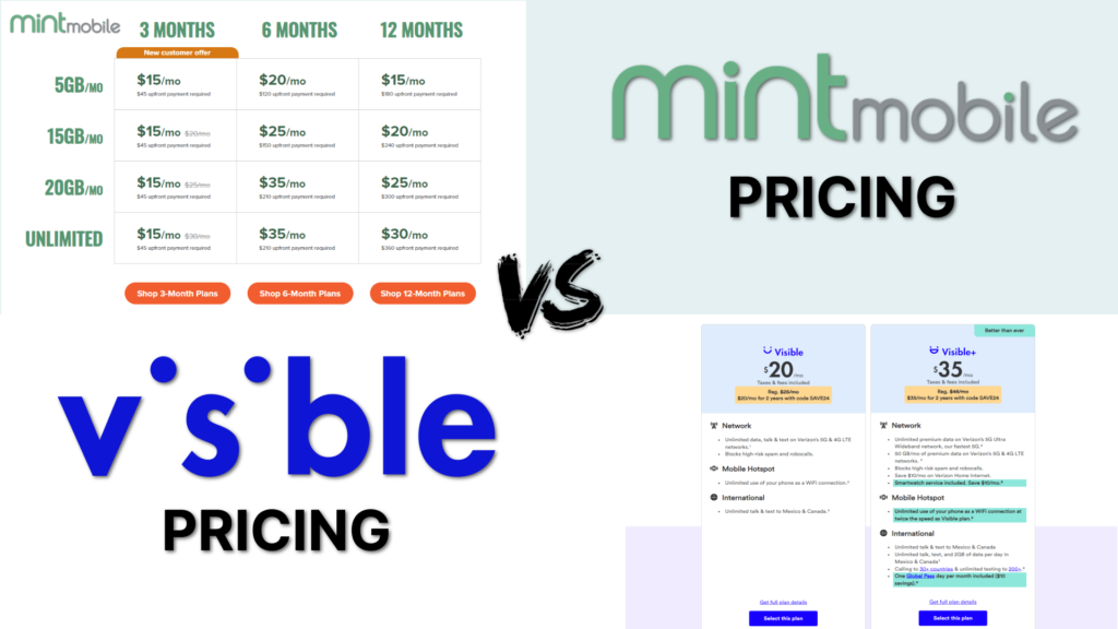 Mint Mobile and Visible: Mint Pricing vs Visible Pricing