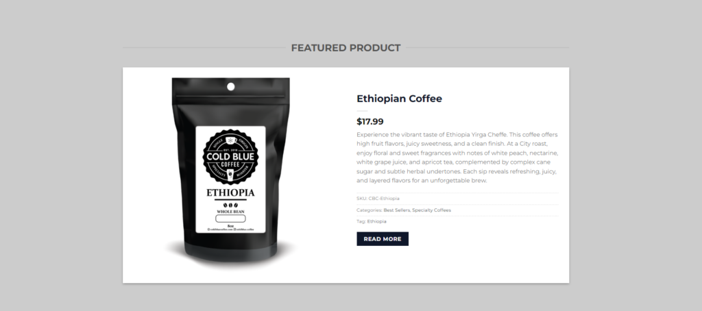 Ethiopian coffee from cold blue coffee